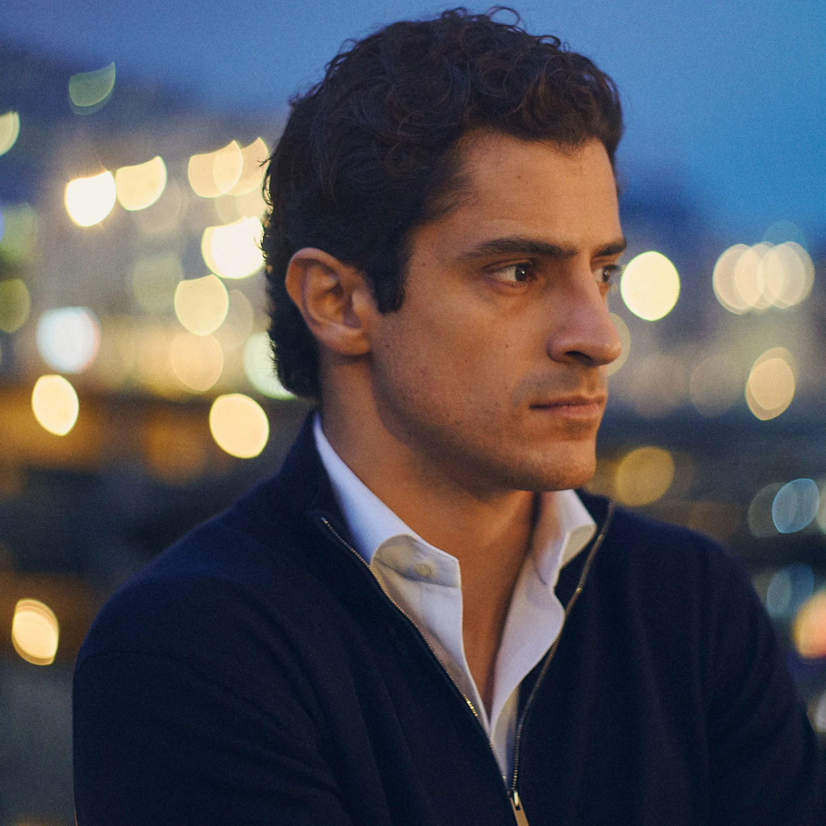 Eton quarter zip navy merino