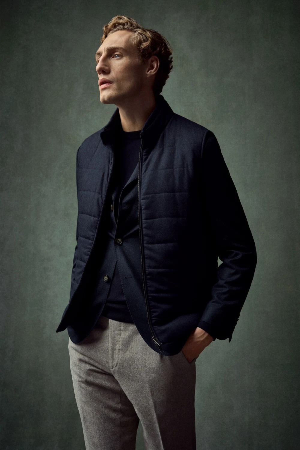 navy padded vest