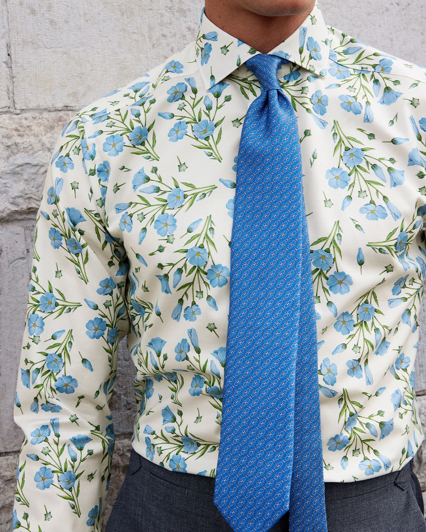 floral print shirt with tie