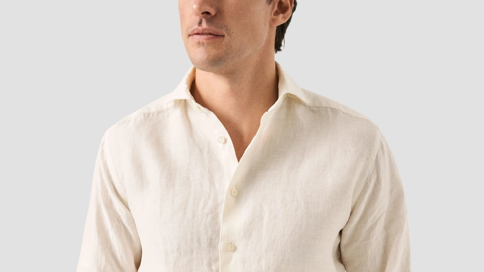 Linen Twill shirt on model