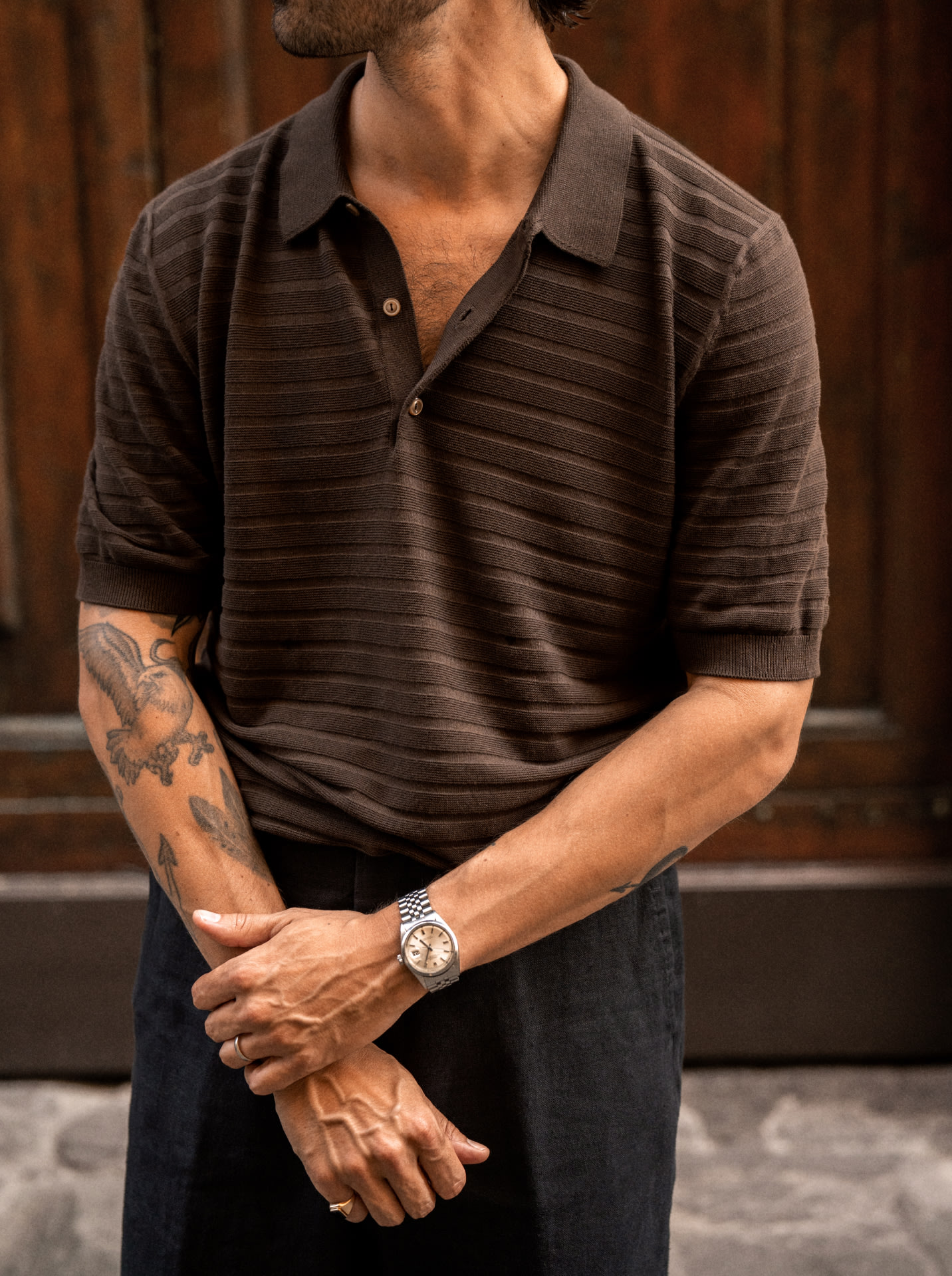brown polo styled