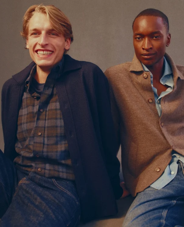 two models sitting posing in eton aw26 styles