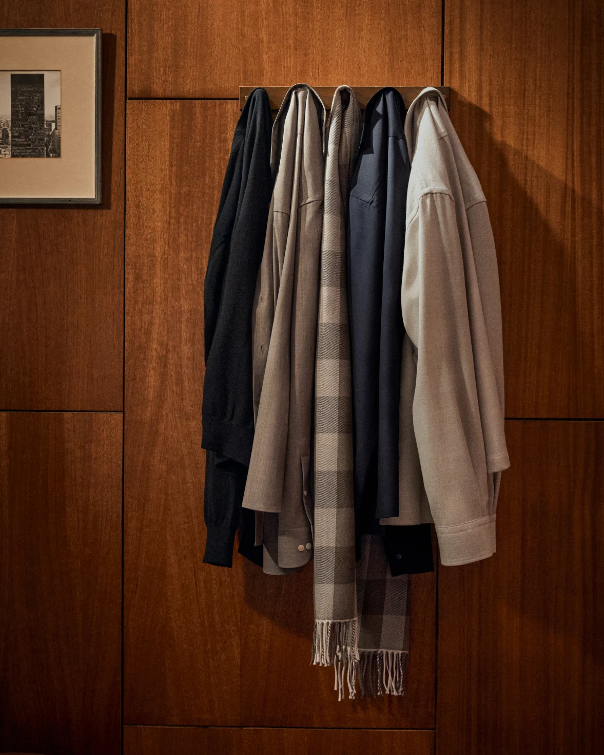 hanging shirts and scarf