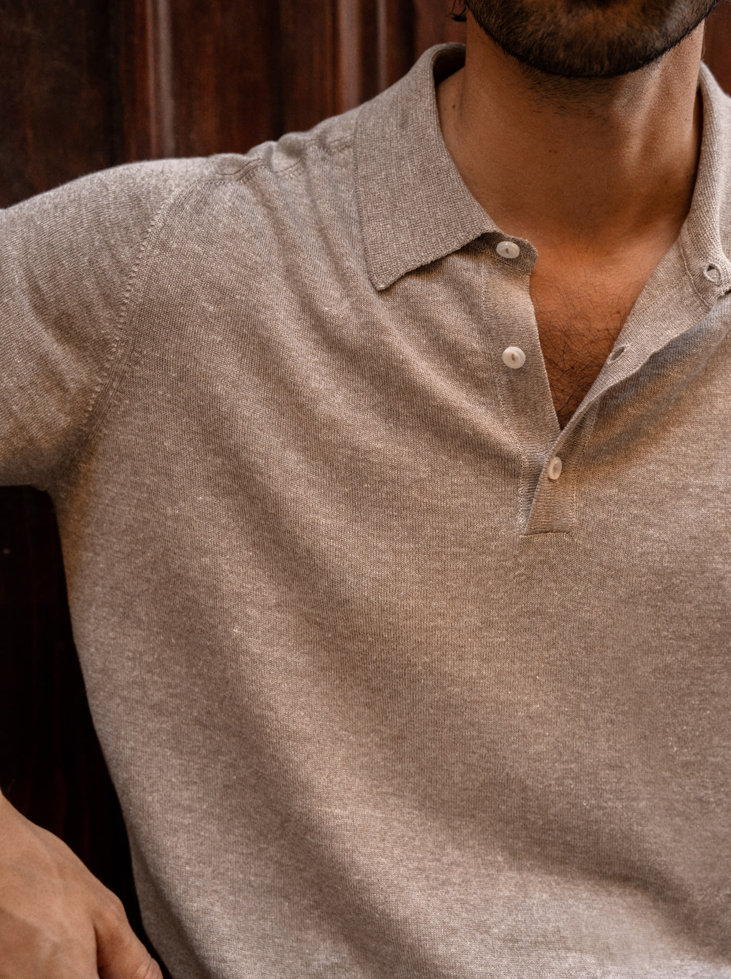beige polo styled