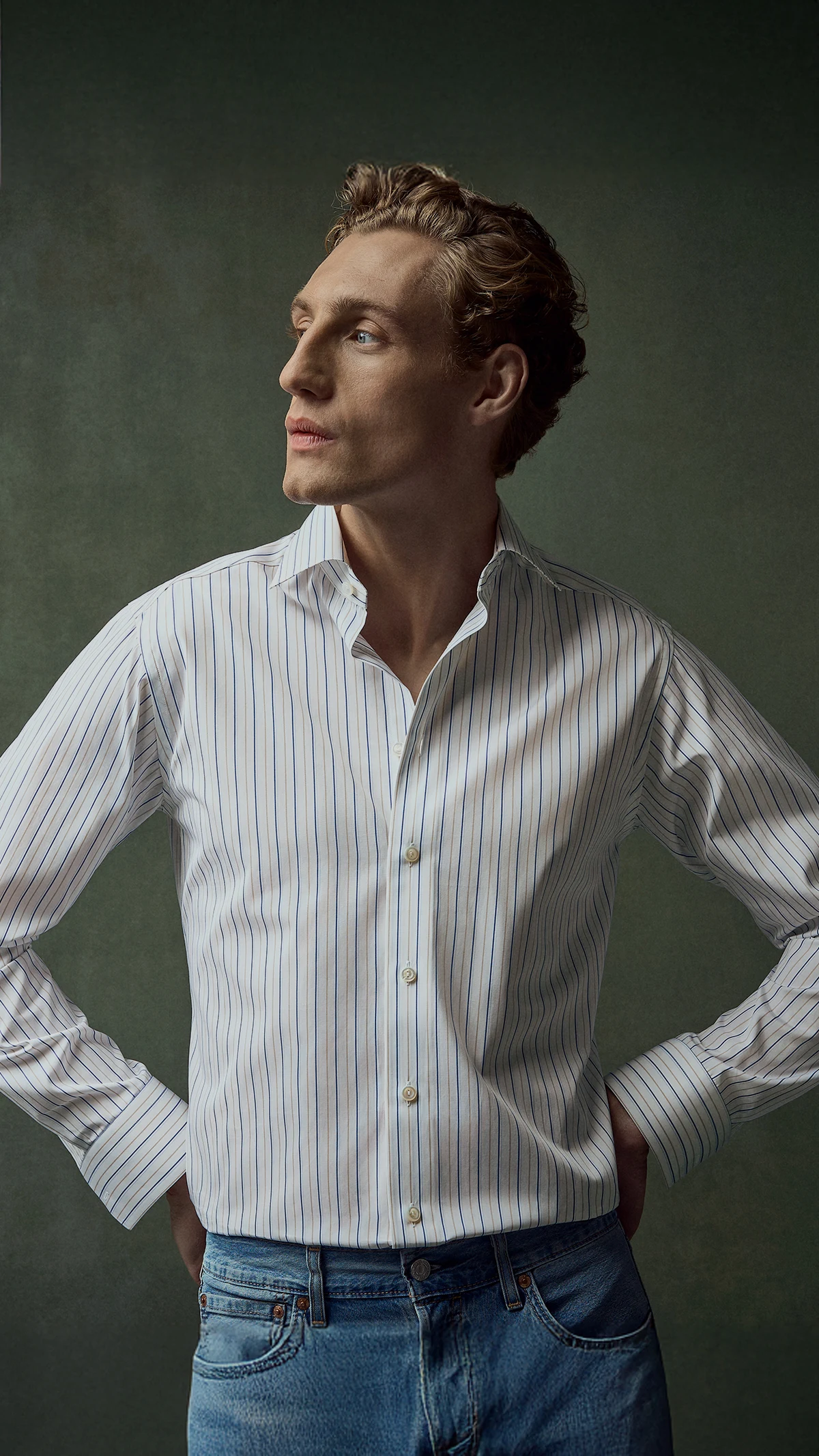 striped supima elevated shirt