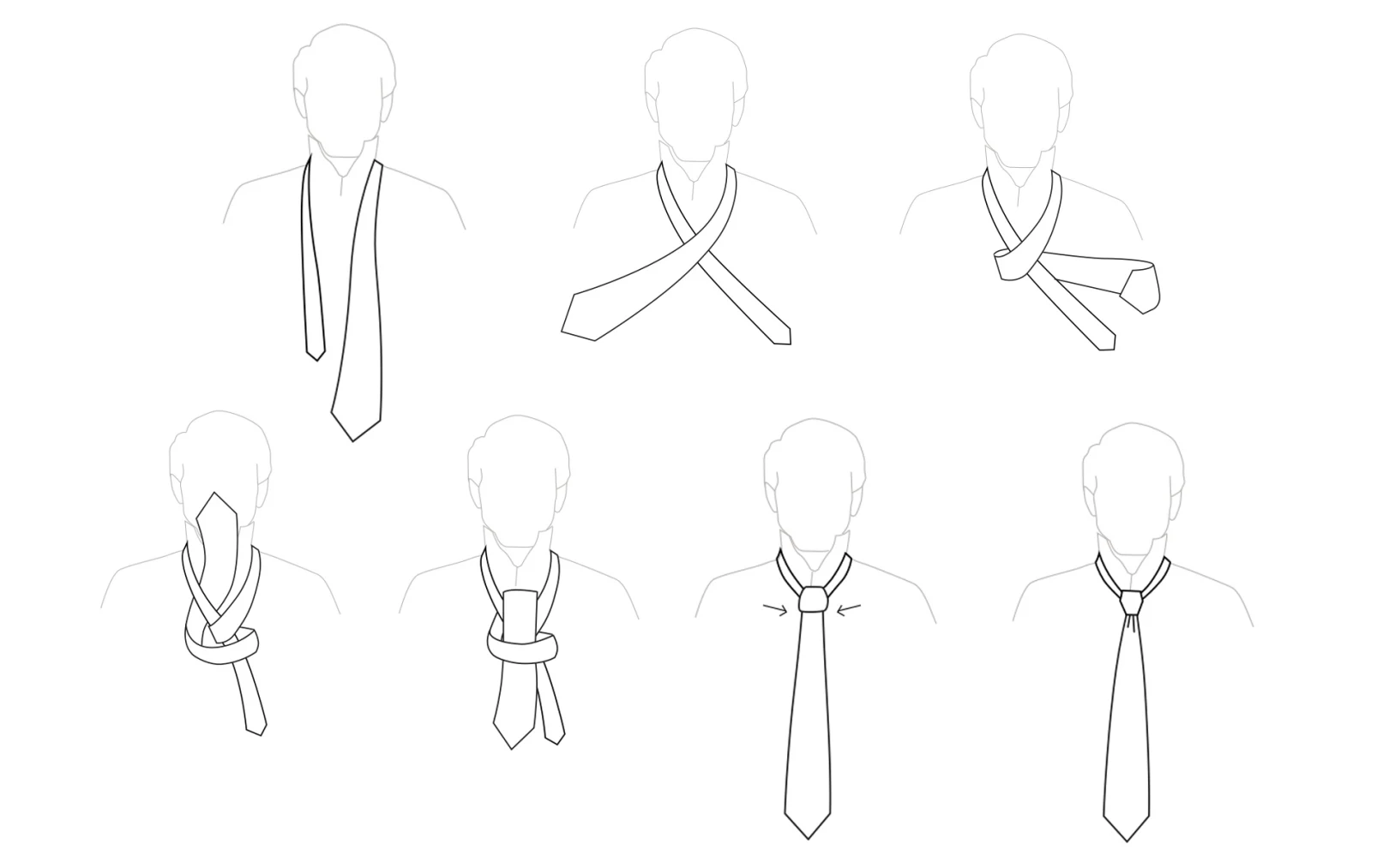 four in hand tie knot steps