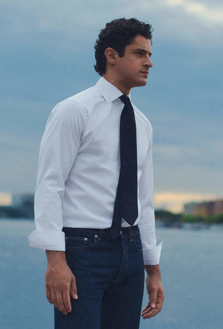 man wearing a signature twill shot from behind