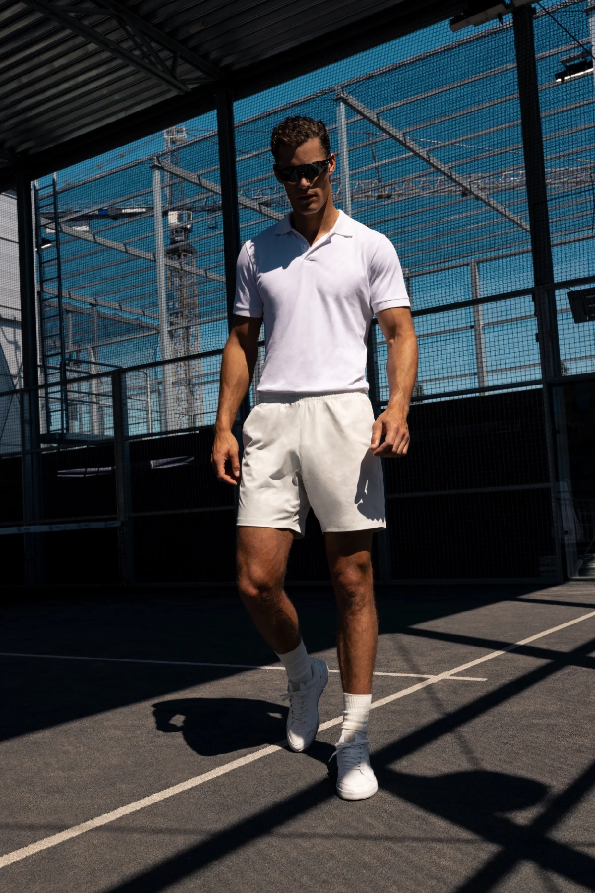 white pikén and shorts on model