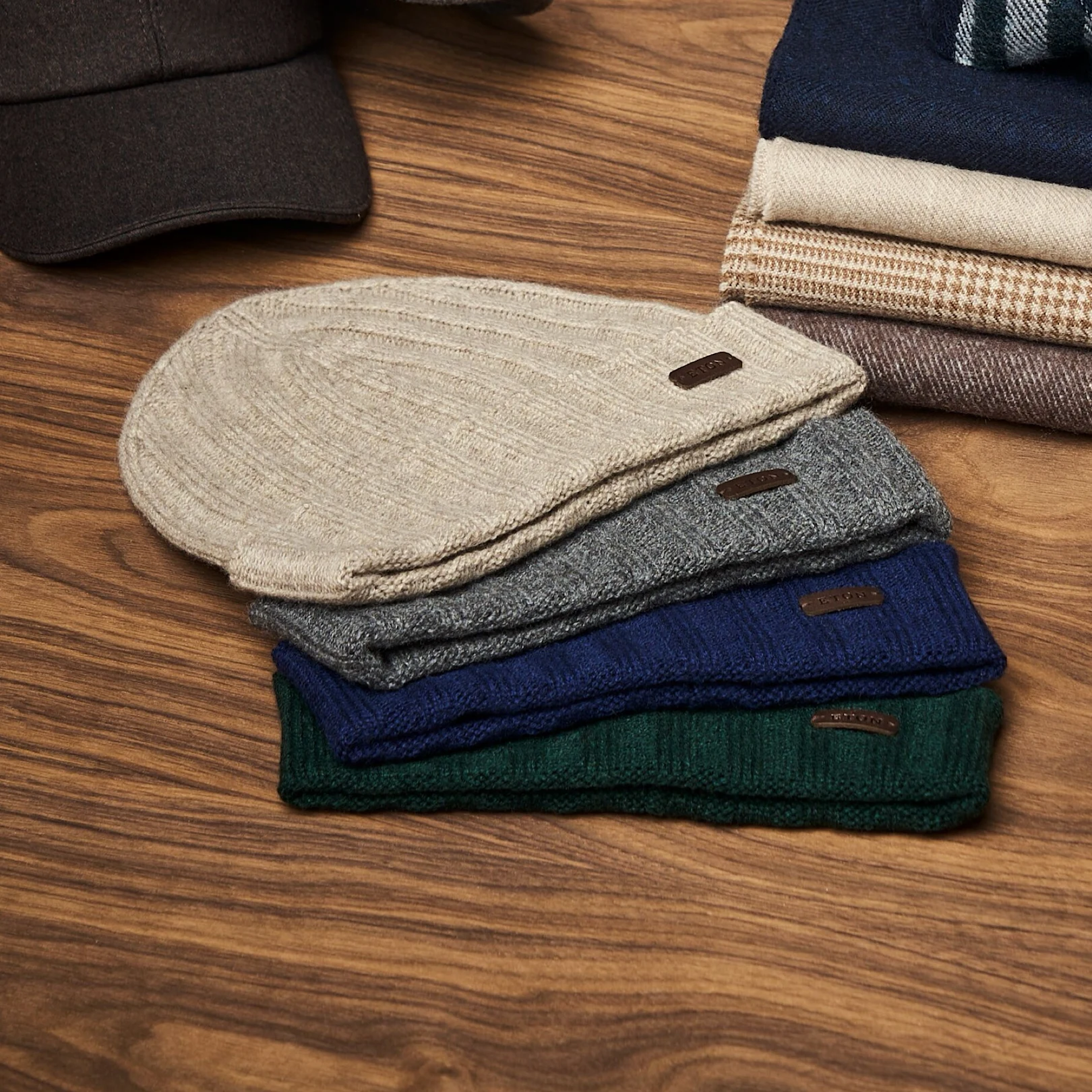 beanies on table