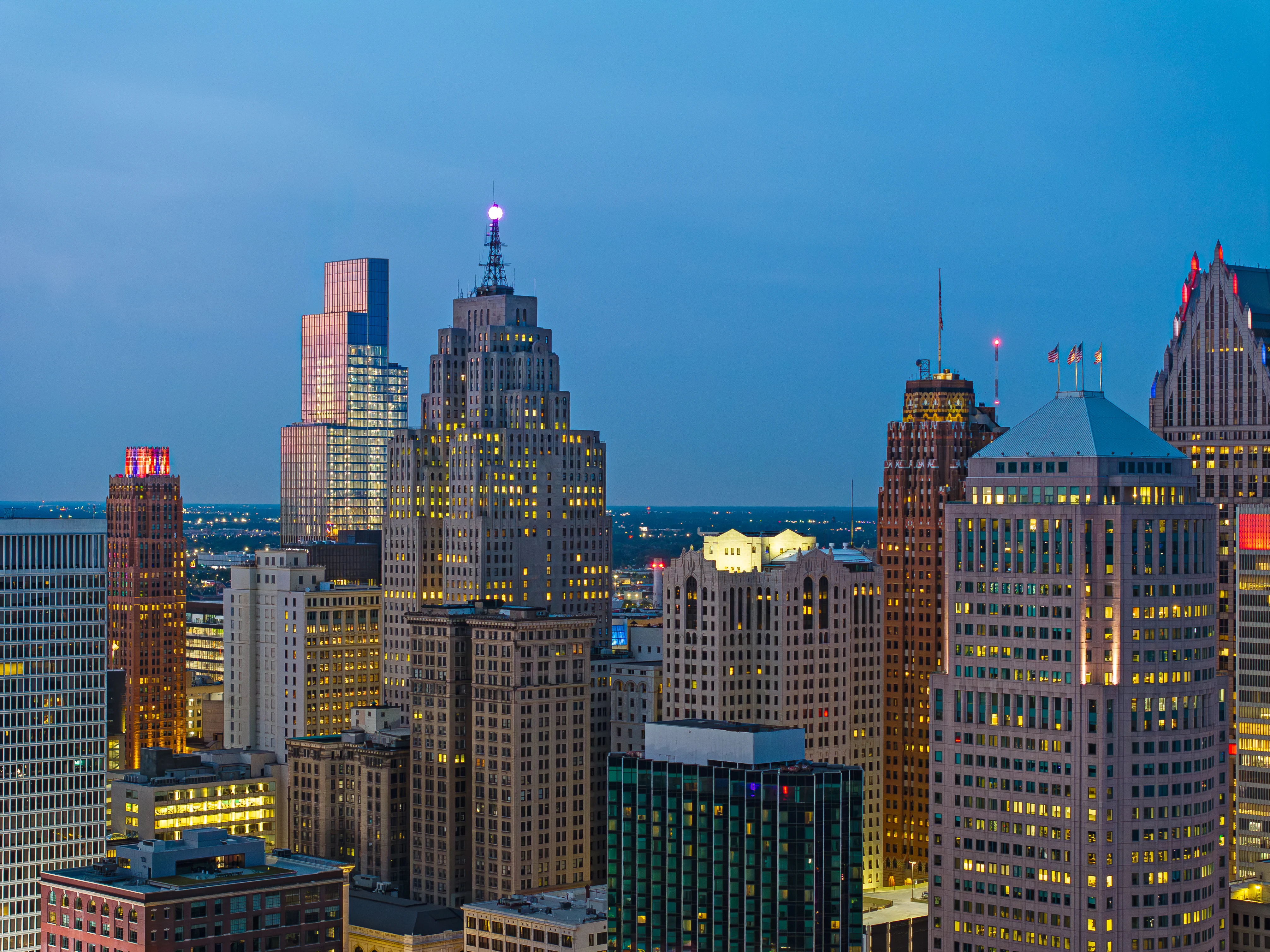 Detroit skyline aerial image. 