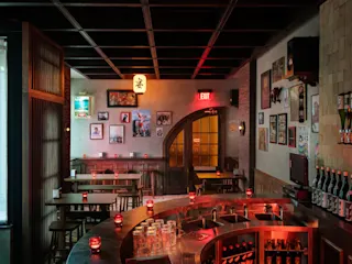 Restaurant interior at Book Tower. 