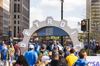NFL Draft clock in Downtown Detroit. 