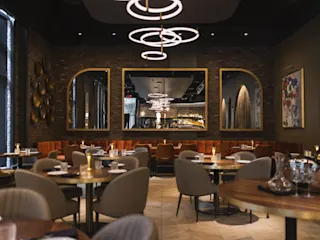 Interior photograph of the Adelina dining area at One Campus Martius.