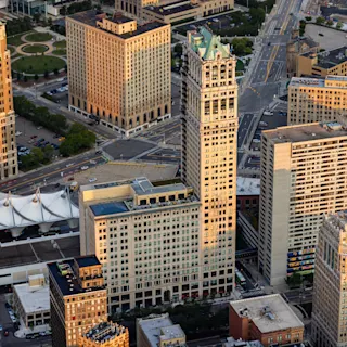 Aerial view of Book Tower. 