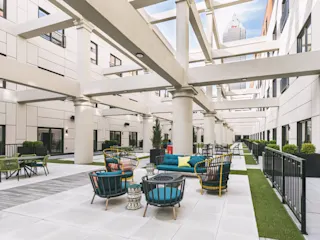 The May atrium and resident lounge area. 