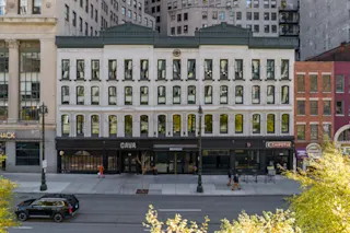 An exterior photo of 630 Woodward in its entirety.