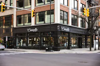 An exterior, street-level photo of Cannelle at 45 W Grand River.