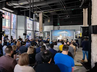 Press conference at Hudson's Detroit. 