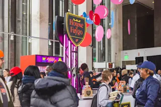 An exterior photograph of the House of Faygo pop-up at 1001 Woodward.