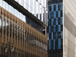 Architectural detail view of Hudson's Detroit. 