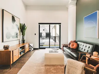 Living area with modern furnishings. 