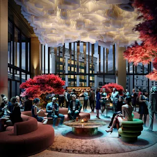 Conceptual rendering of Hudson’s interior event space. 