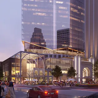 Rendering of future development at Cadillac Square. 