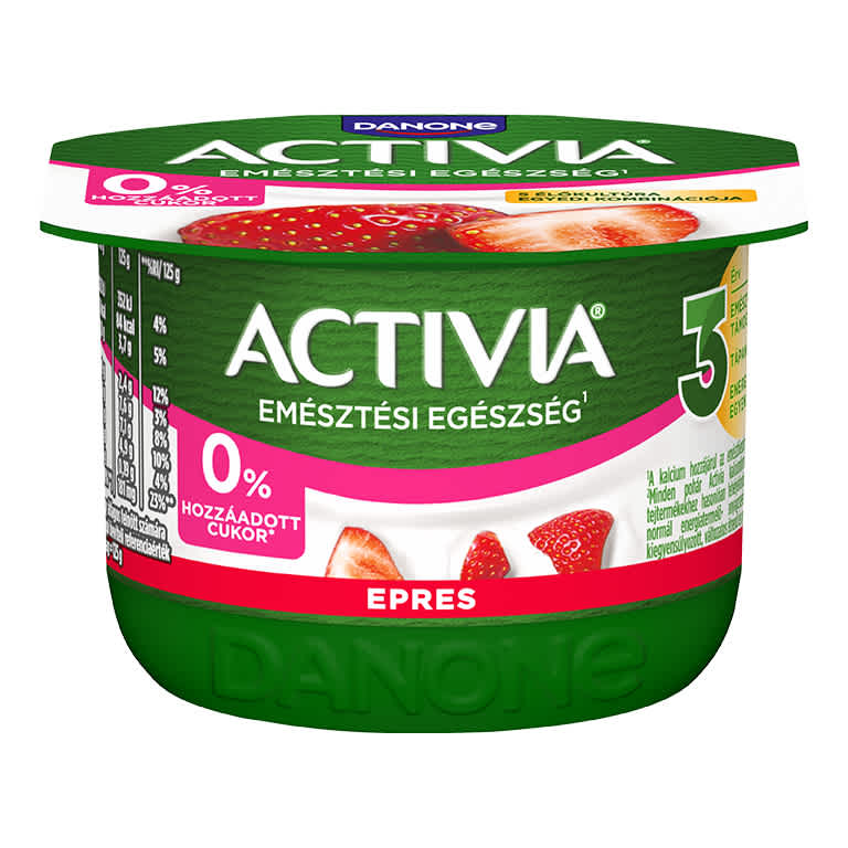 Danone Activia epres joghurt Bifidus ActiRegularis élőkultúrával, D-vitaminnal és édesítőszerekkel