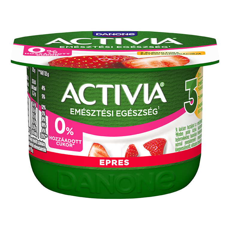 Danone Activia epres joghurt Bifidus ActiRegularis élőkultúrával, D-vitaminnal és édesítőszerekkel