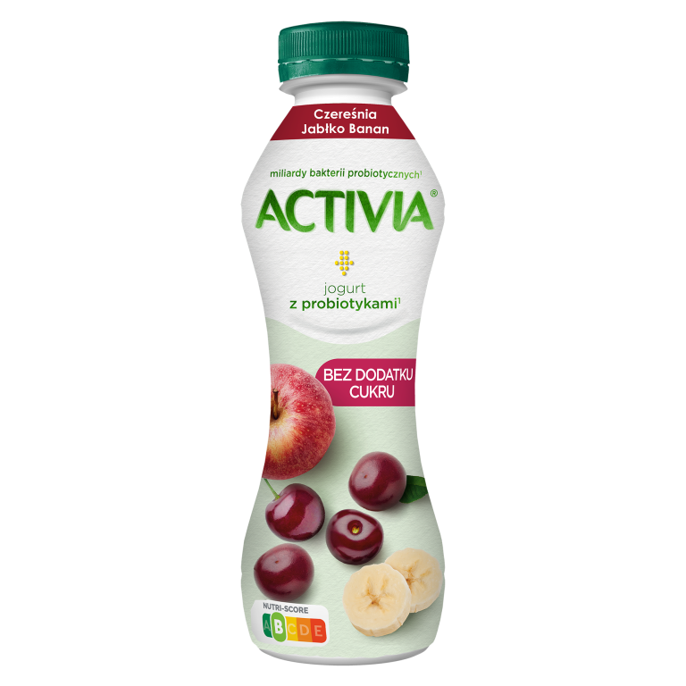 Activia jogurt czereśnia, jabłko, banan z probiotykami bez dodatku cukru