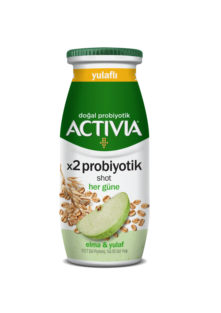 Her gün kendini iyi hisset diye şimdi 2 kat probiyotikli Activia Shot Elma & Yulaf!