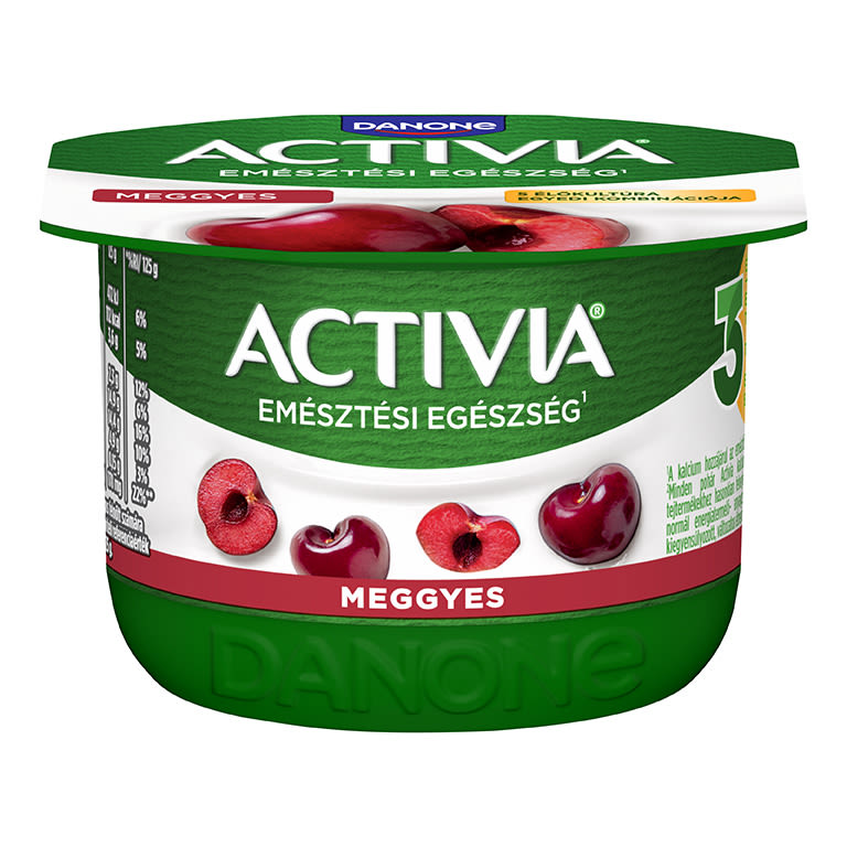 Activia Meggyes élőflórás joghurt Bifidus Actiregularis-szal és kalciummal, amely hozzájárul az emésztőenzimek normál működéséhez!