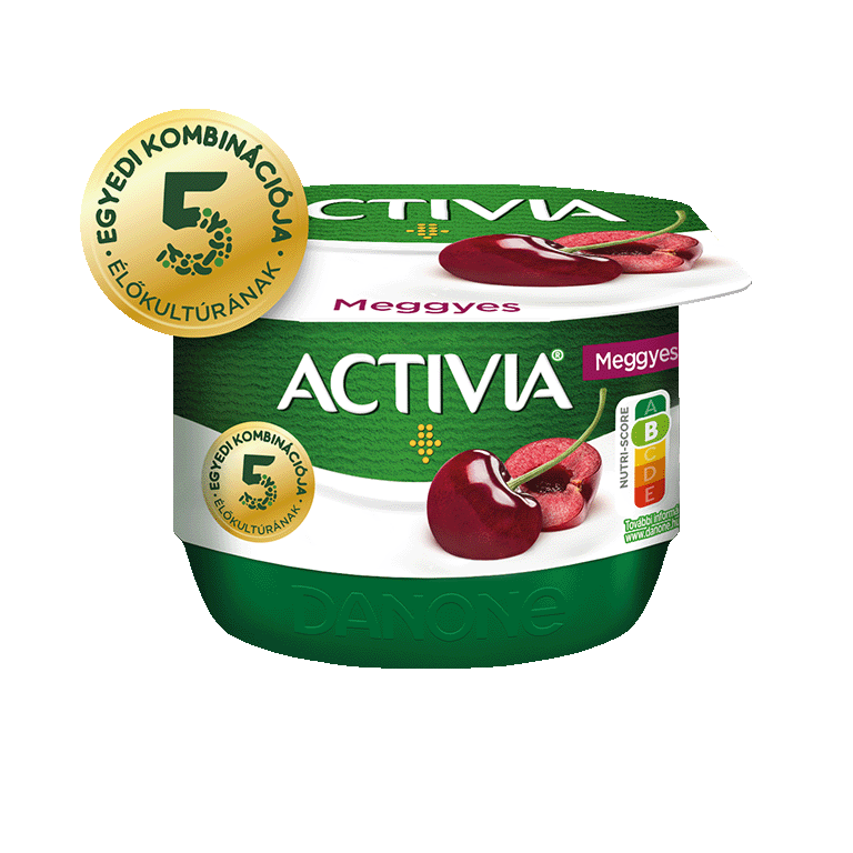 Activia Meggyes élőflórás joghurt Bifidus Actiregularis-szal és kalciummal, amely hozzájárul az emésztőenzimek normál működéséhez!
