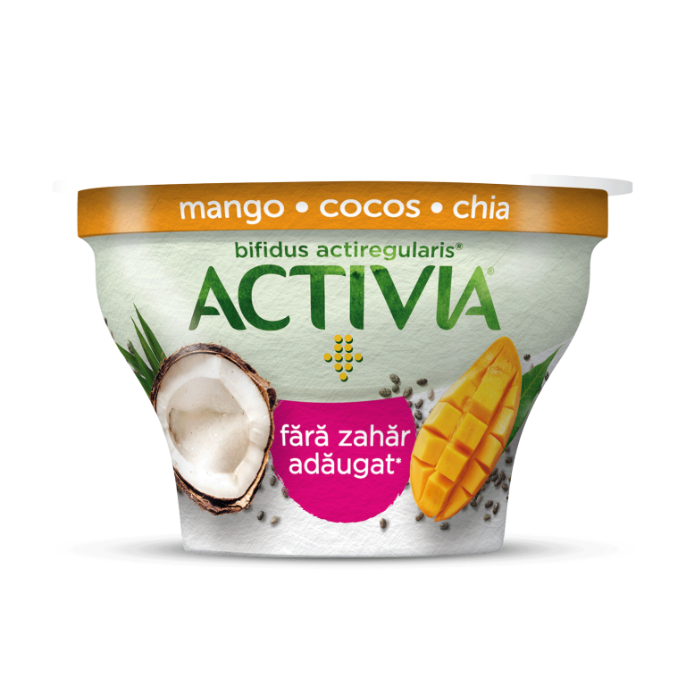 Activia Iaurt fără zahăr adăugat cu Mango, Cocos și Chia
