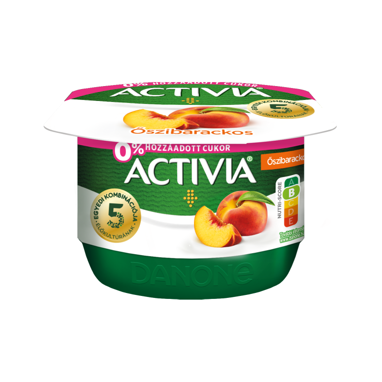 Danone Activia őszibarackos joghurt Bifidus ActiRegularis élőkultúrával és édesítőszerekkel