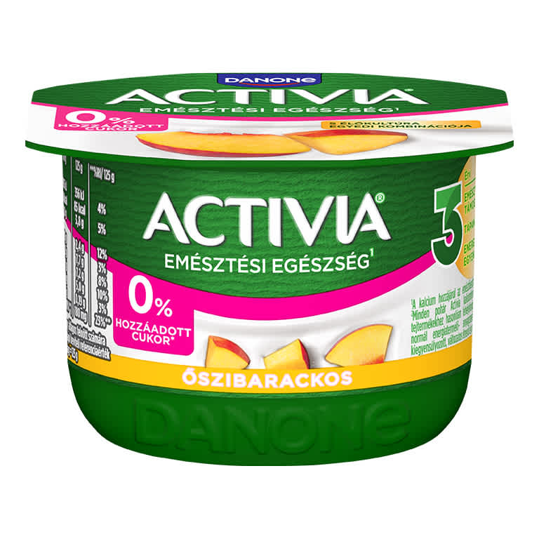 Danone Activia őszibarackos joghurt Bifidus ActiRegularis élőkultúrával és édesítőszerekkel