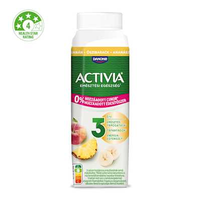 Danone Activia élőflórás vegyes gyümölcsös (banán, őszibarack, ananász) sovány joghurtital Bifidus ActiRegularis-al
