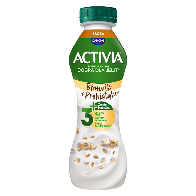 Jogurt do picia z błonnikiem Activia to pyszne połączenie jogurtu i zbóż, które oczaruje Cię smakiem i aksamitną konsystencją! 