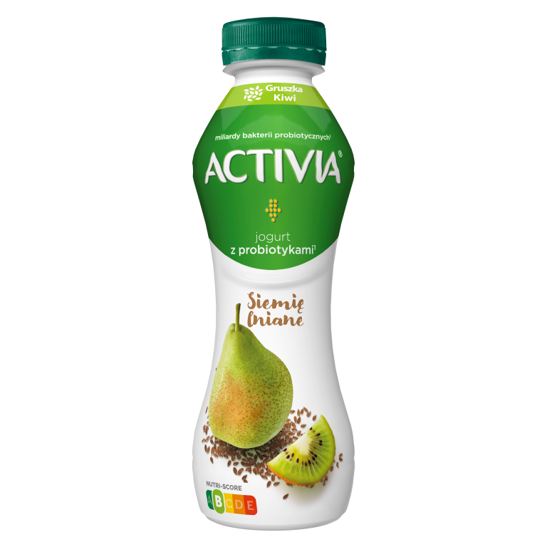 Activia jogurt do picia kiwi, gruszka, siemie lniane z miliardami bakterii probiotycznych