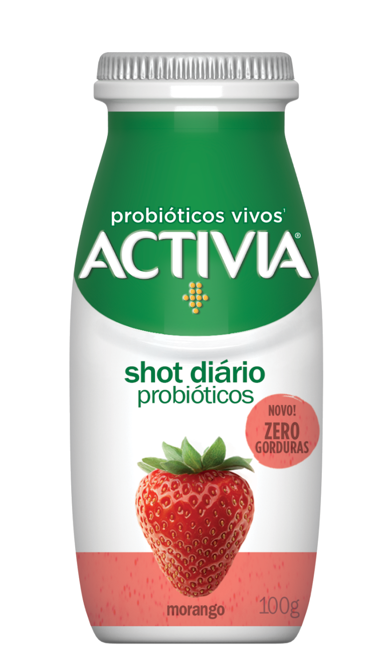 O sabor de Morango e duas vezes mais probióticos*, a sua dose de probióticos naturais. Porque bem-estar começa de dentro!
