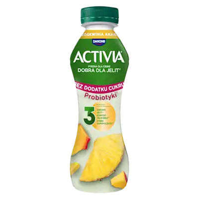 Activia jogurt ananas, brzoskwinia, banan z probiotykami bez dodatku cukru