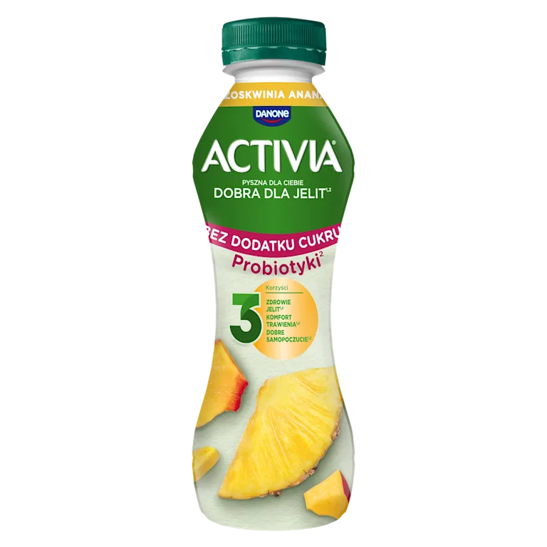 Activia jogurt ananas, brzoskwinia, banan z probiotykami bez dodatku cukru