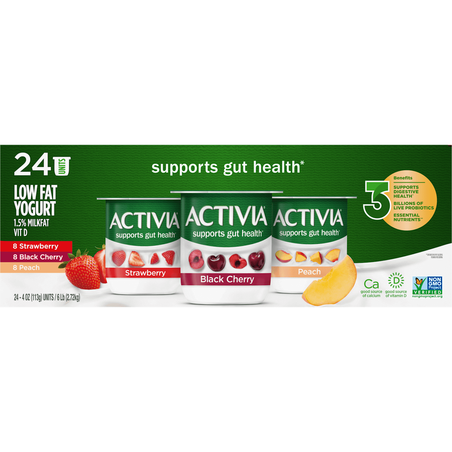 Activia® Strawberry & Cherry & Peach Probiotic Yogurt
