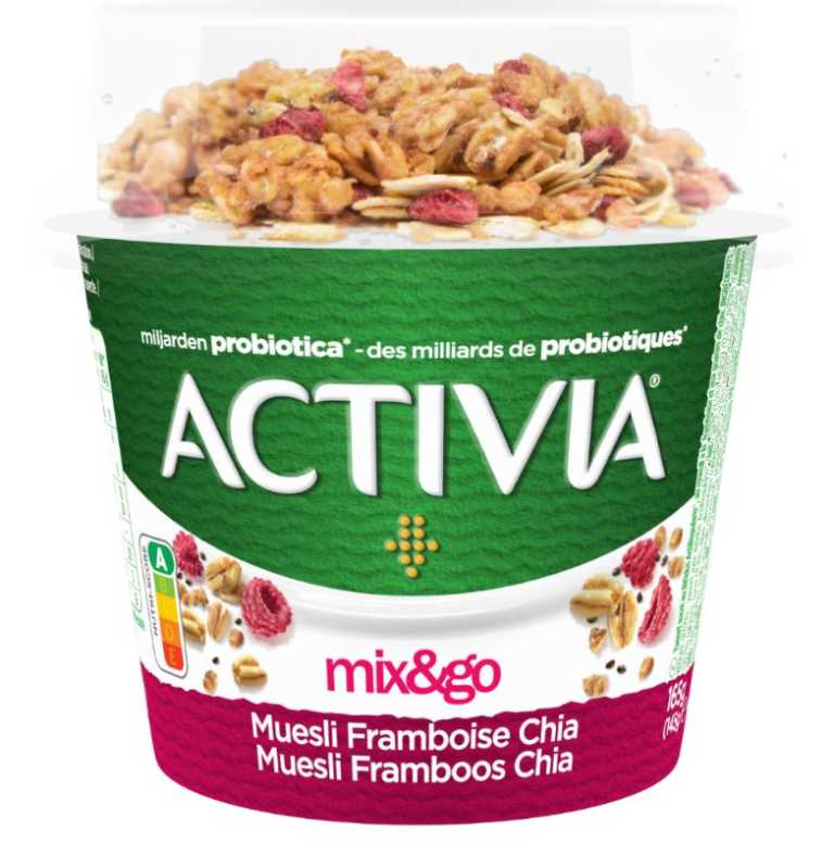 Begin je dag met een heerlijk ontbijt: Activia Topping Müesli, Framboos & Chia. Dat is de unieke zachtheid van Activia, in combinatie met krokante granen en chia-zaadjes. Lekker om gewoon thuis van te genieten, maar ook handig voor onderweg dankzij het geïntegreerd lepeltje!
