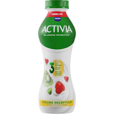 Activia Drink au kiwi et à la fraise, c'est toute l'onctuosité d'Activia associée à de délicieux fruits dans un format à boire!