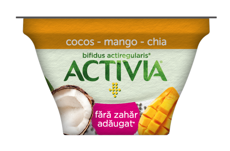 Свежа, натурална и вкусна комбинация от плодове и чиа, с милиарди пробиотични бактерии Bifidus Actiregularis, без добавена захар. 