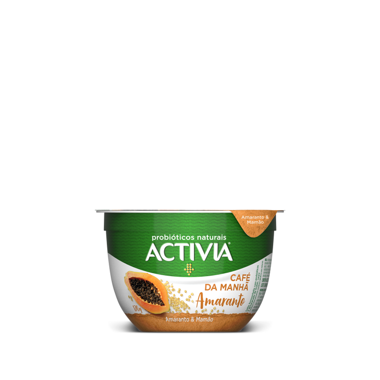 Combinação exclusiva da massa deliciosa de Activia com bilhões de probióticos naturais, o supergrão amaranto e deliciosos pedaços de mamão.