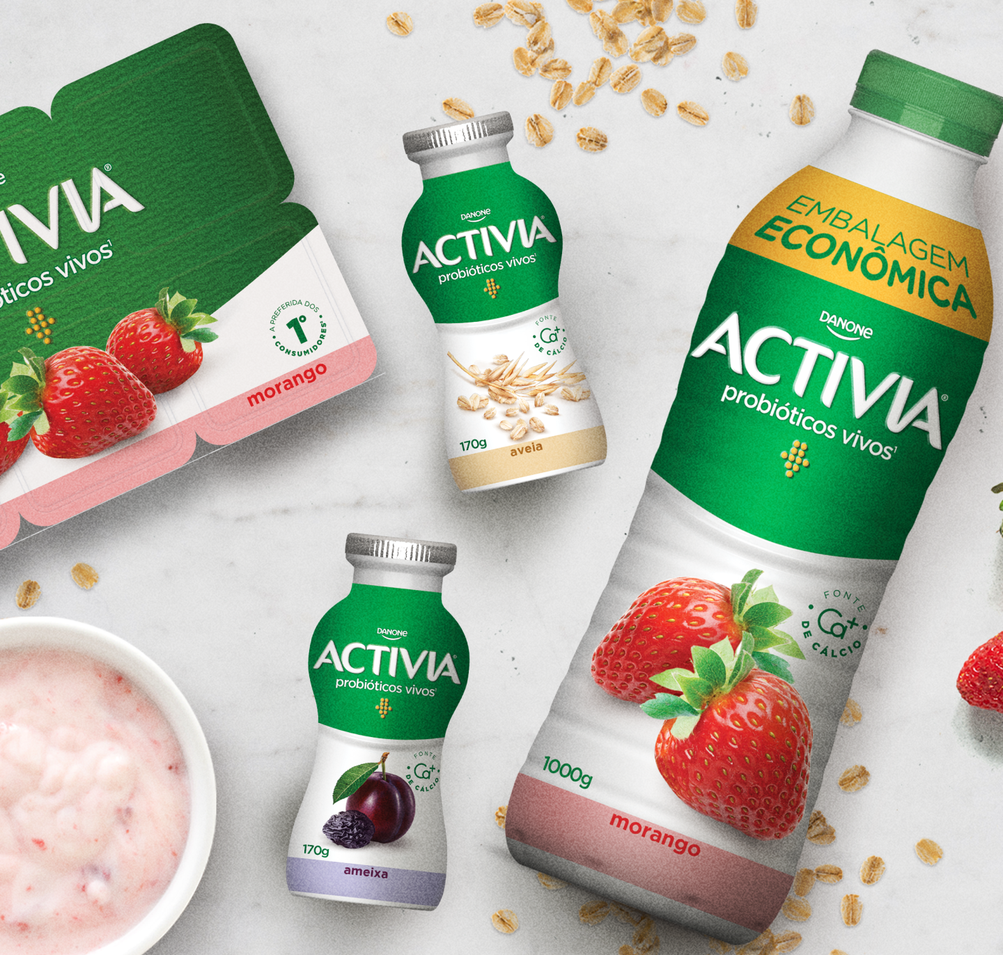 Experimente os Probióticos Vivos de Activia