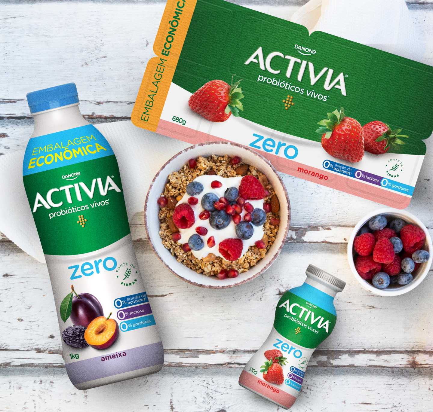 Activia Iogurte Zero Lactose, Zero Gorduras e Zero Adição de Açúcares 