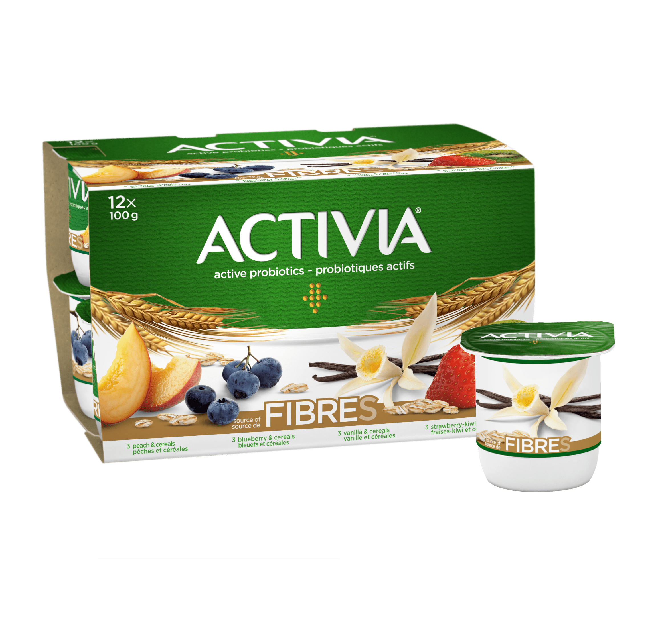 Source of Fibre StrawberryKimiCereals Probiotic Yogurt Activia